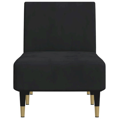 Chaise Lounge Black Velvet, Plywood, Metal Standard