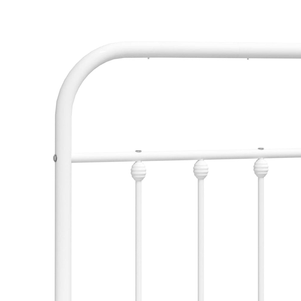 Bed Frame White Powder-Coated Steel 76 in x 80 in Industrial