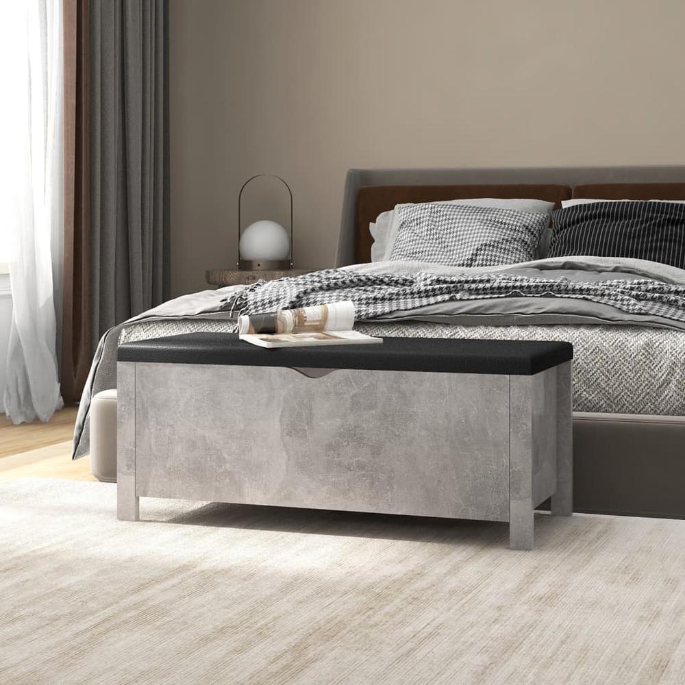 vidaXL Storage Box with Cushion Concrete Gray 41.3"x15.7"x17.7" Engineered Wood