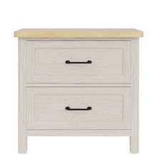 Wood Nightstand with 2 Drawers – Beige End Table Bedroom Accent Storage