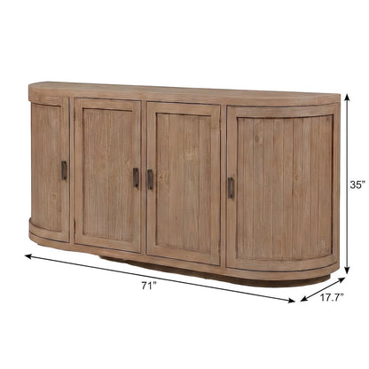 Reclaimed Pine Sideboard with Curved Doors and Rustic Enclosed Storage
