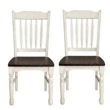 Chalk-Cocoa Bean Slatback Dining Chairs with Light Distressing Set of 2