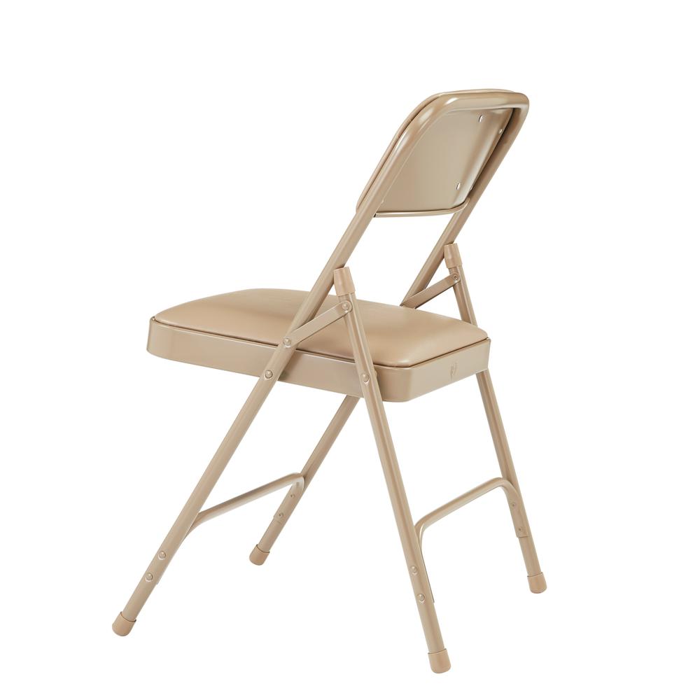 NPS® 1200 Series Premium Vinyl Upholstered Double Hinge Folding Chair, French Beige (Pack of 4)
