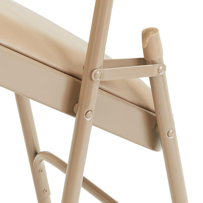 NPS® 1200 Series Premium Vinyl Upholstered Double Hinge Folding Chair, French Beige (Pack of 4)