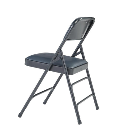 NPS® 1300 Series Premium Vinyl Upholstered Triple Brace Double Hinge Folding Chair, Dark Midnight Blue (Pack of 4)