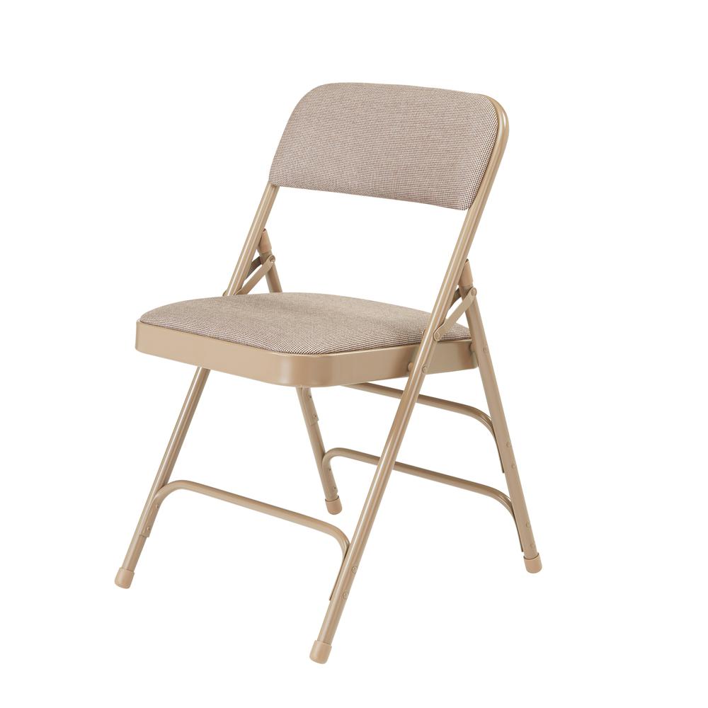 NPS® 2300 Series Deluxe Fabric Upholstered Triple Brace Double Hinge Premium Folding Chair, Café Beige (Pack of 4)