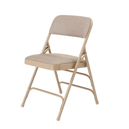 NPS® 2300 Series Deluxe Fabric Upholstered Triple Brace Double Hinge Premium Folding Chair, Café Beige (Pack of 4)