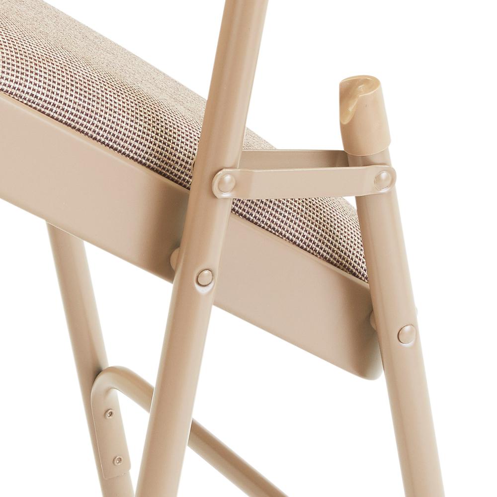 NPS® 2300 Series Deluxe Fabric Upholstered Triple Brace Double Hinge Premium Folding Chair, Café Beige (Pack of 4)