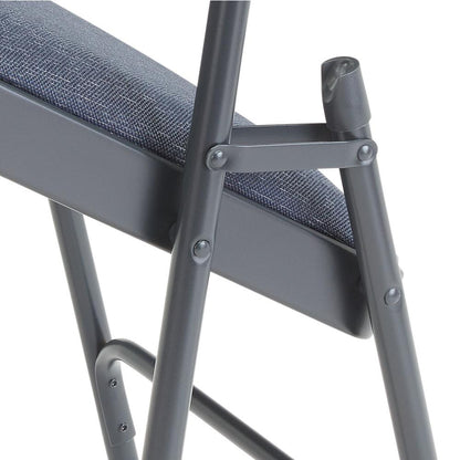 NPS® 2300 Series Deluxe Fabric Upholstered Triple Brace Double Hinge Premium Folding Chair, Imperial Blue (Pack of 4)