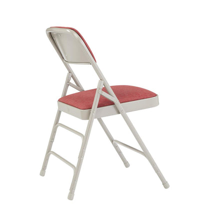 NPS® 2300 Series Deluxe Fabric Upholstered Triple Brace Double Hinge Premium Folding Chair, Majestic Cabernet (Pack of 4)