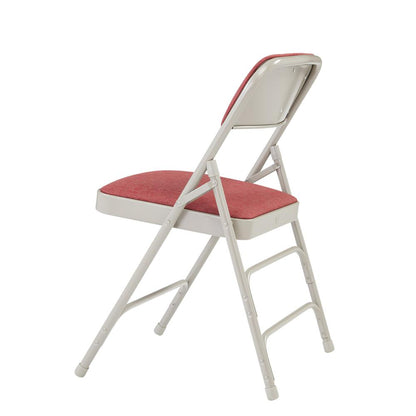 NPS® 2300 Series Deluxe Fabric Upholstered Triple Brace Double Hinge Premium Folding Chair, Majestic Cabernet (Pack of 4)