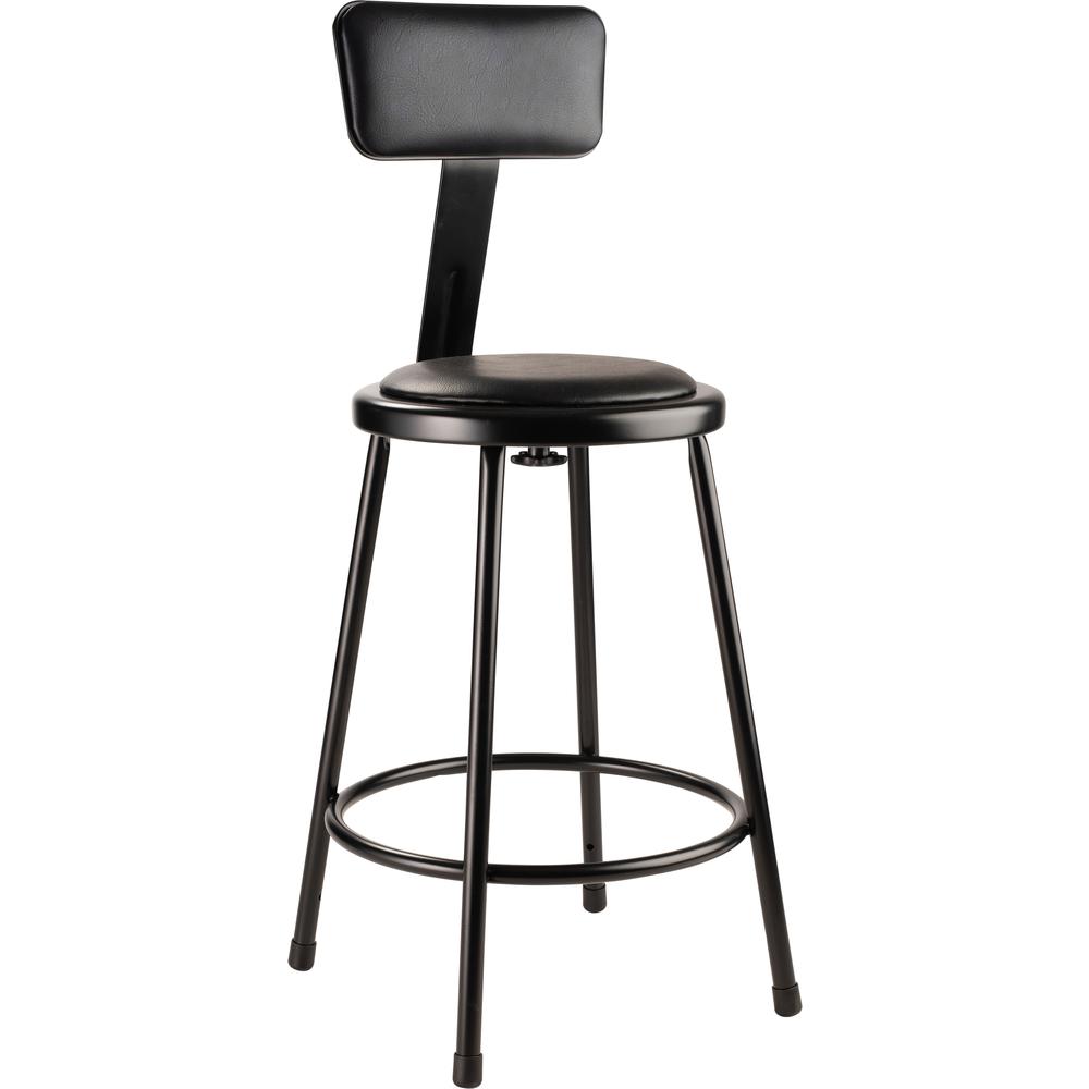 (4 Pack) NPS® 24"Heavy Duty Vinyl Padded Steel Stool With Backrest, Black
