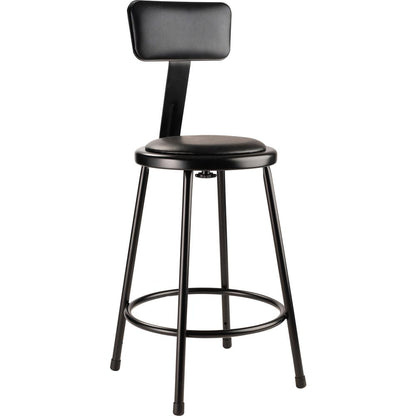 (4 Pack) NPS® 24"Heavy Duty Vinyl Padded Steel Stool With Backrest, Black