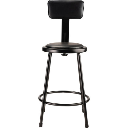 (4 Pack) NPS® 24"Heavy Duty Vinyl Padded Steel Stool With Backrest, Black