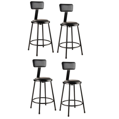 (4 Pack) NPS® 24"Heavy Duty Vinyl Padded Steel Stool With Backrest, Black