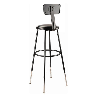 NPS® 32 -39" Height Adjustable Heavy Duty Vinyl Padded Steel Stool With Backrest, Black
