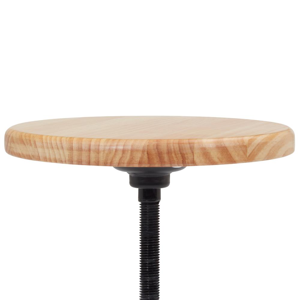NPS® 19” - 25” Height Adjustable Swivel Stool, Wooden Seat and Black Frame