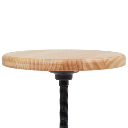 NPS® 19” - 25” Height Adjustable Swivel Stool, Wooden Seat and Black Frame