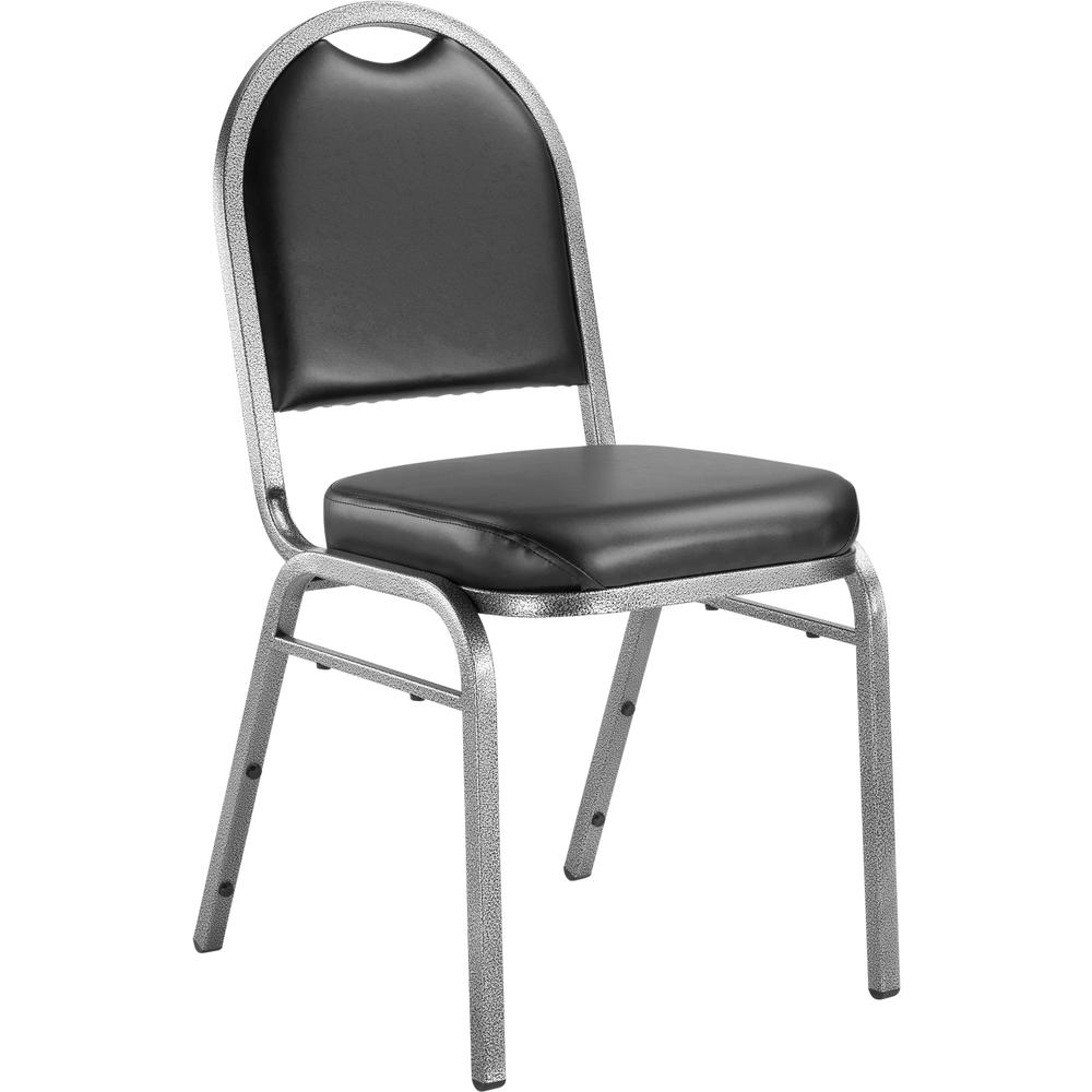 NPS® 9200 Series Premium Vinyl Upholstered Stack Chair, Panther Black Seat/ Silvervein Frame
