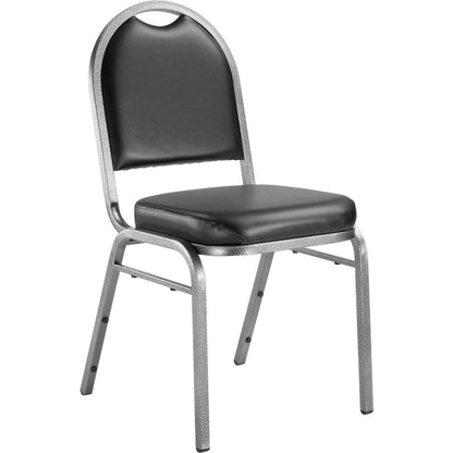 NPS® 9200 Series Premium Vinyl Upholstered Stack Chair, Panther Black Seat/ Silvervein Frame