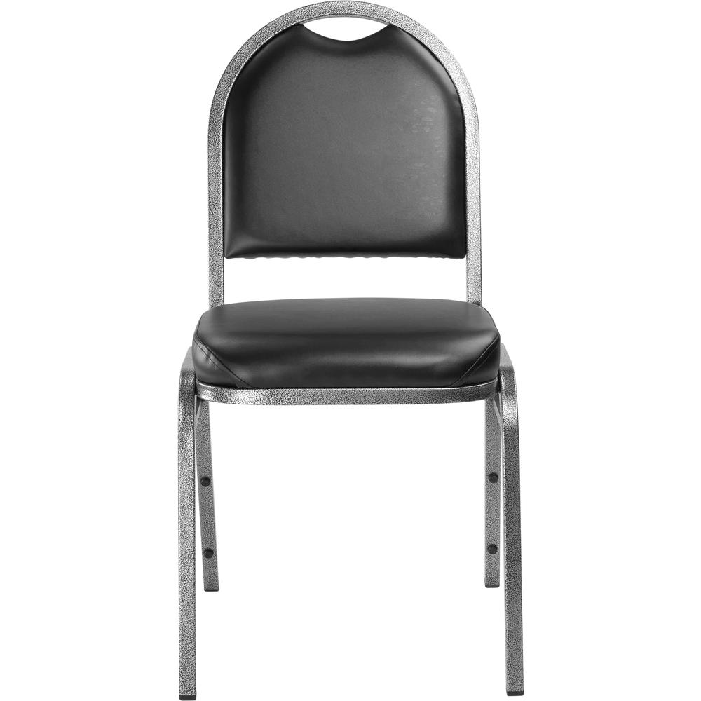 NPS® 9200 Series Premium Vinyl Upholstered Stack Chair, Panther Black Seat/ Silvervein Frame