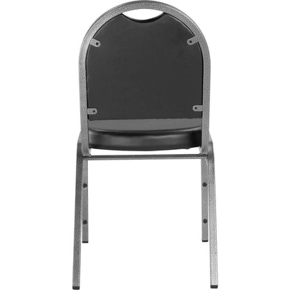 NPS® 9200 Series Premium Vinyl Upholstered Stack Chair, Panther Black Seat/ Silvervein Frame
