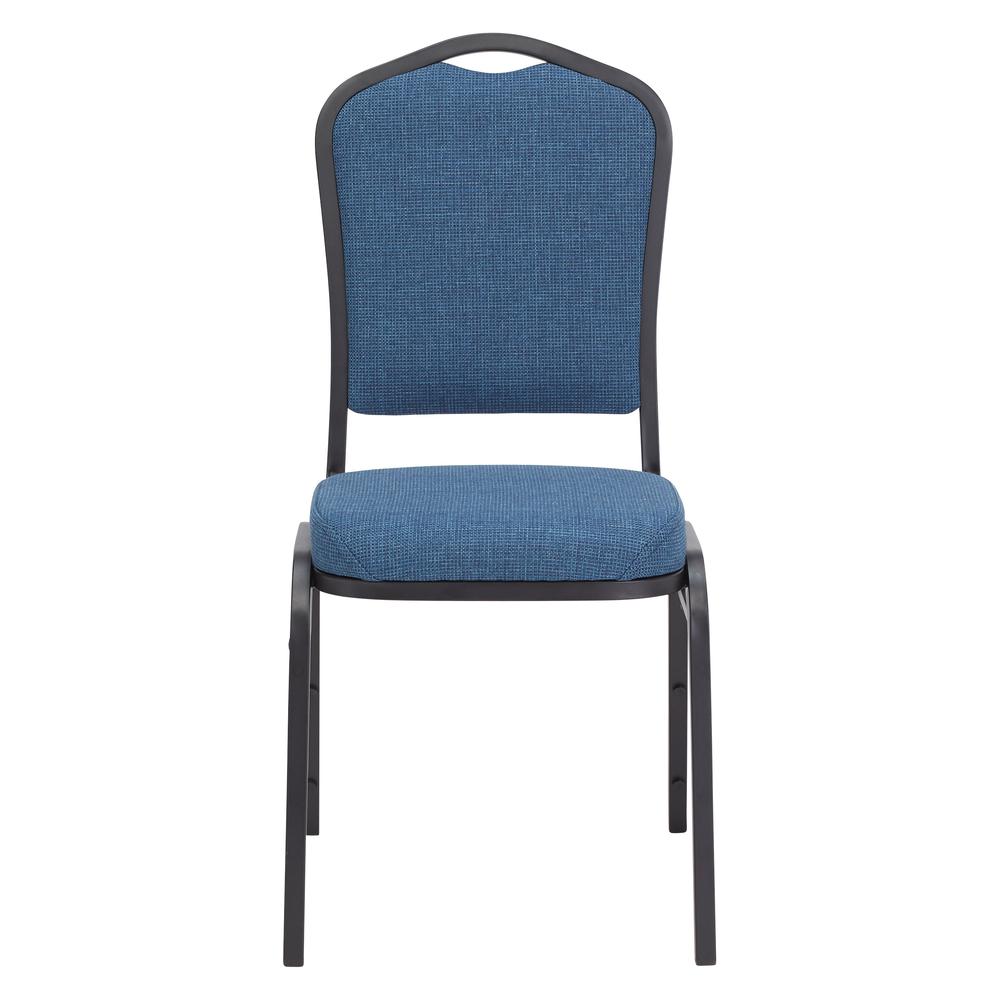 NPS® 9300 Series Deluxe Fabric Upholstered Stack Chair, Natural Blue Seat/Black Sandtex Frame