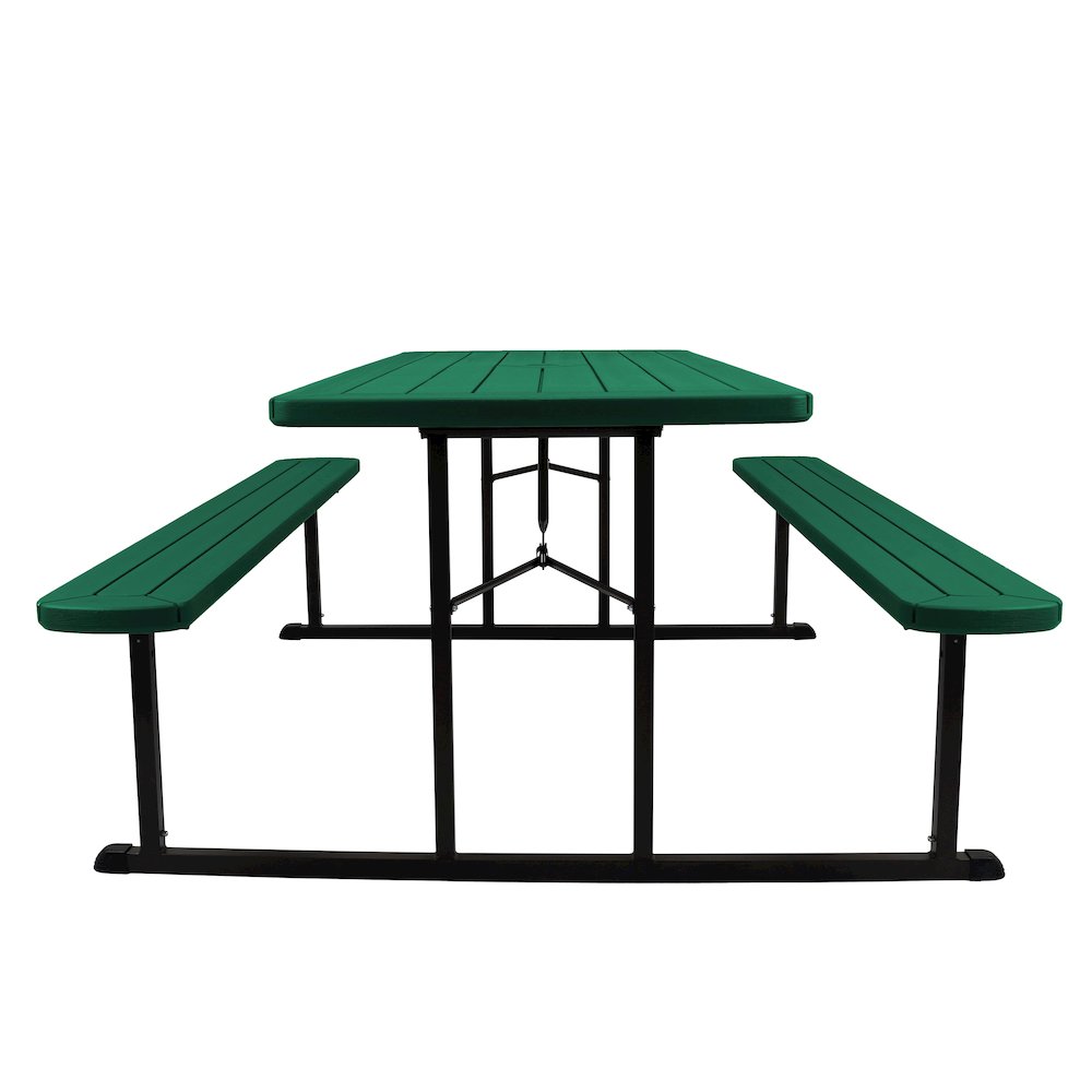Blow Molded Picnic Table- Green, Black Frame