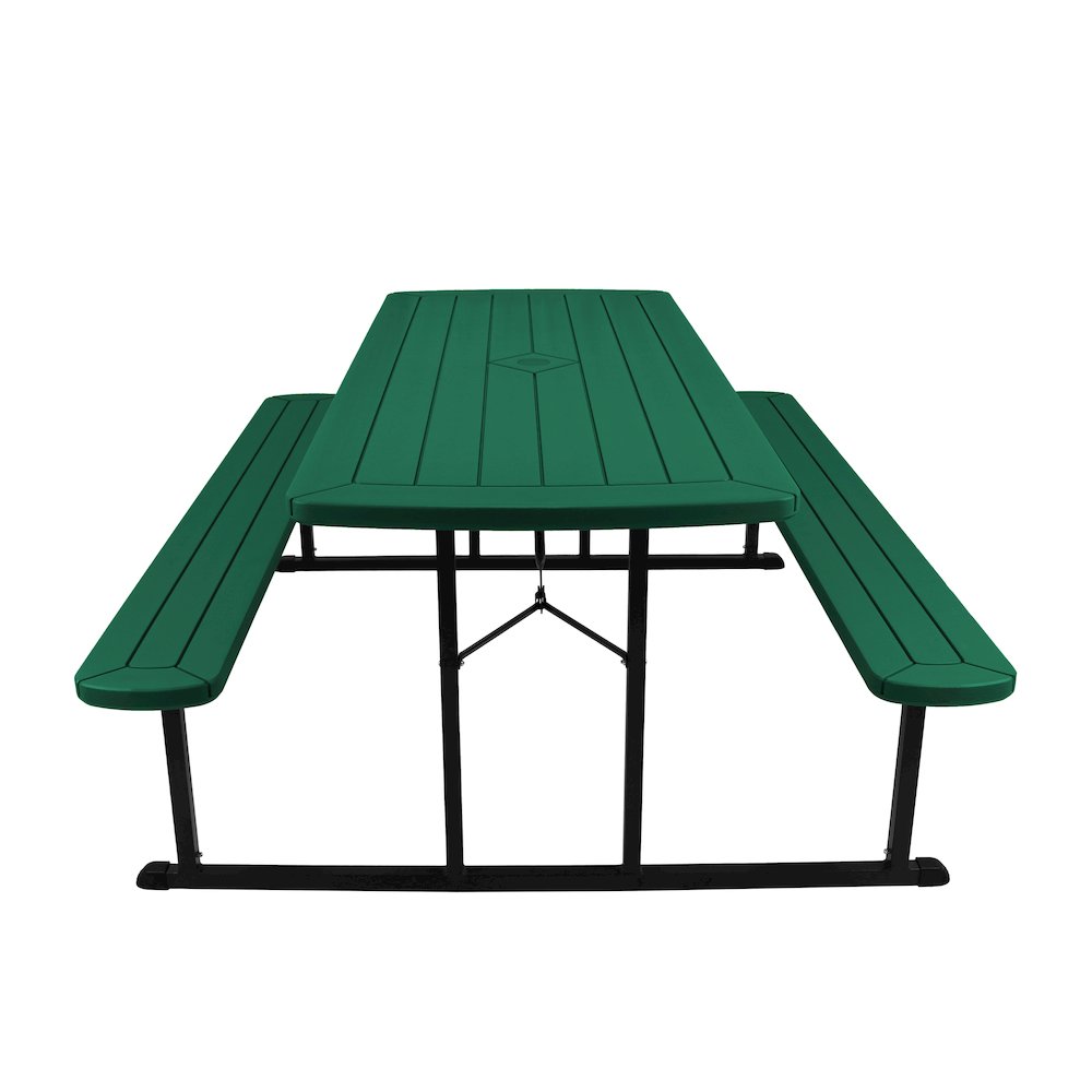 Blow Molded Picnic Table- Green, Black Frame