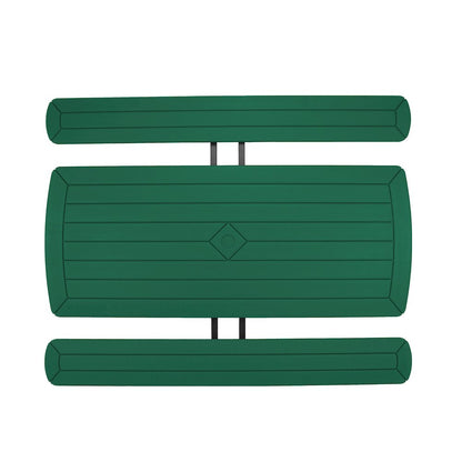 Blow Molded Picnic Table- Green, Black Frame