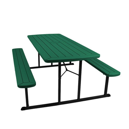Blow Molded Picnic Table- Green, Black Frame