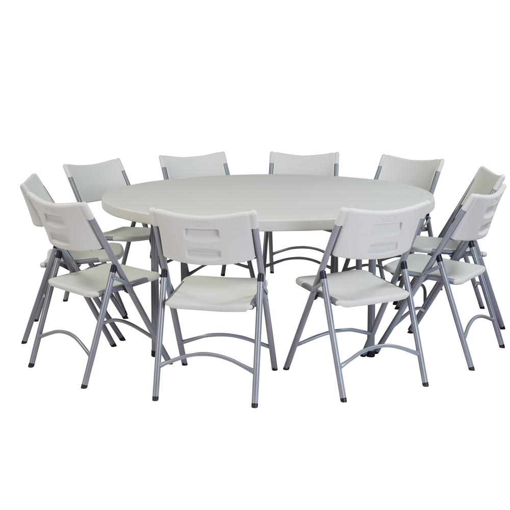 NPS® 71" Heavy Duty Round Folding Table, Speckled Grey