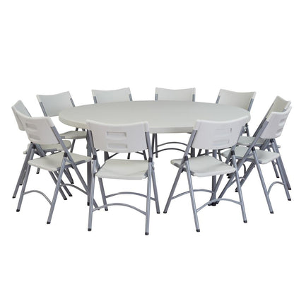 NPS® 71" Heavy Duty Round Folding Table, Speckled Grey