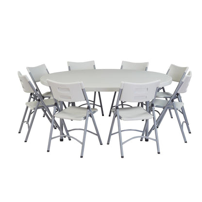 NPS® 71" Heavy Duty Round Folding Table, Speckled Grey