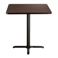 NPS® Café Table, 36" Square, "X" Base, 36" Height, Particleboard Core/T-Mold, Brown
