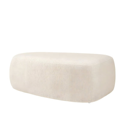 Boucle Upholstered Oversized Ottoman with Solid Larch Wood Frame