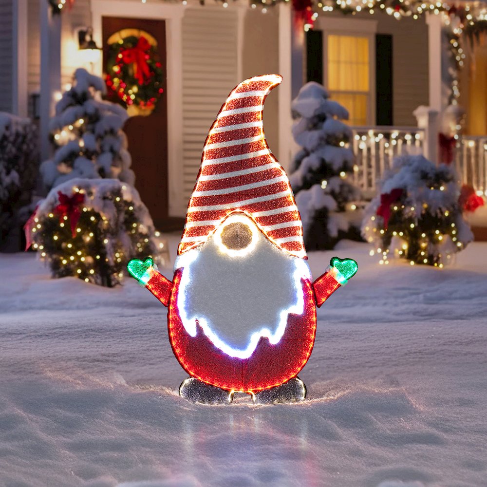 Sunjoy 48.4" LED Lighted Gnome Holiday Outdoor Christmas Decoration