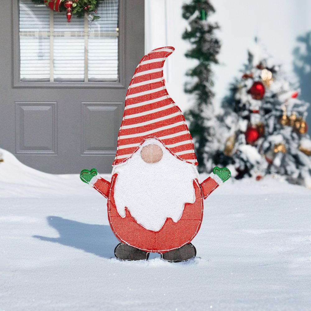 Sunjoy 48.4" LED Lighted Gnome Holiday Outdoor Christmas Decoration