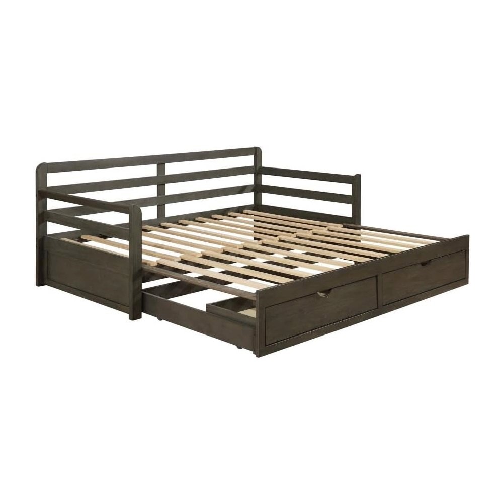 Elegant Gray Twin XL Daybed with Trundle and Storage Drawers for Versatile Use