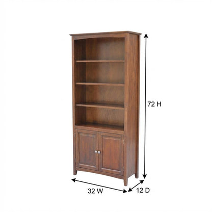Espresso Shaker Bookcase with Tall Storage and Classic Design