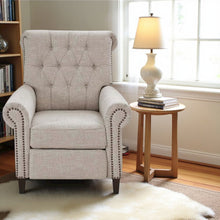 Beige Wingback Recliner Chair – Upholstered Push Back Accent Seat