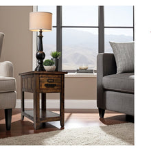 Gray One Drawer Chairside Table with Acacia and Veneer for Industrial Style