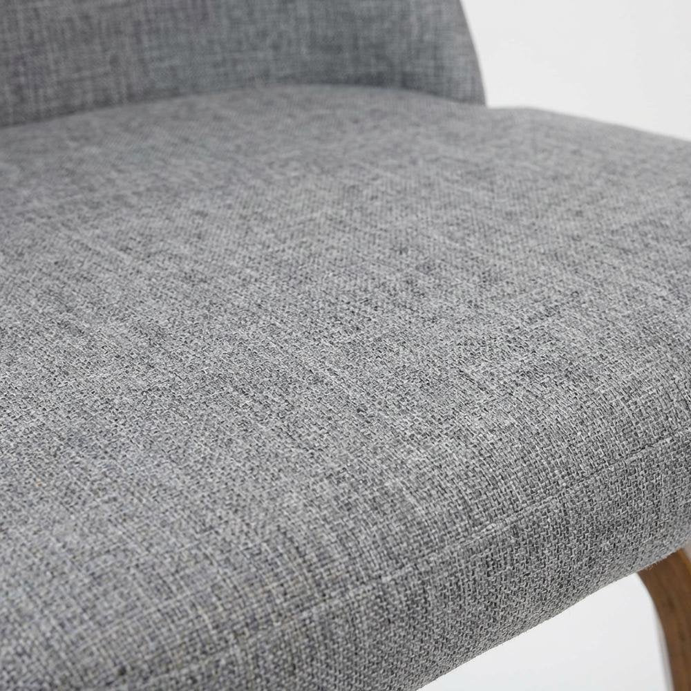 Mid-Century Modern Counter Stool in Walnut and Grey Fabric Set of 2