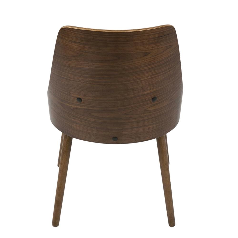 Walnut and Cream Fabric Dining Chair with Mid-Century Modern Style