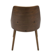 Walnut and Cream Fabric Dining Chair with Mid-Century Modern Style