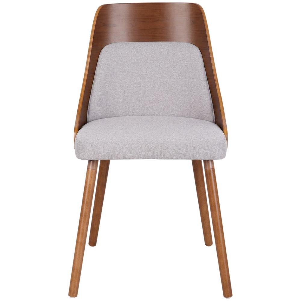 Walnut and Grey Fabric Dining Chair with Wooden Frame and Foam Padding