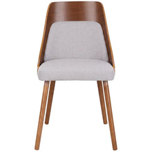 Walnut and Grey Fabric Dining Chair with Wooden Frame and Foam Padding