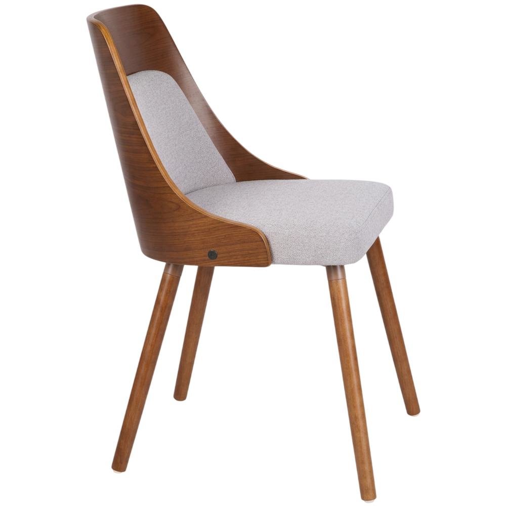Walnut and Grey Fabric Dining Chair with Wooden Frame and Foam Padding