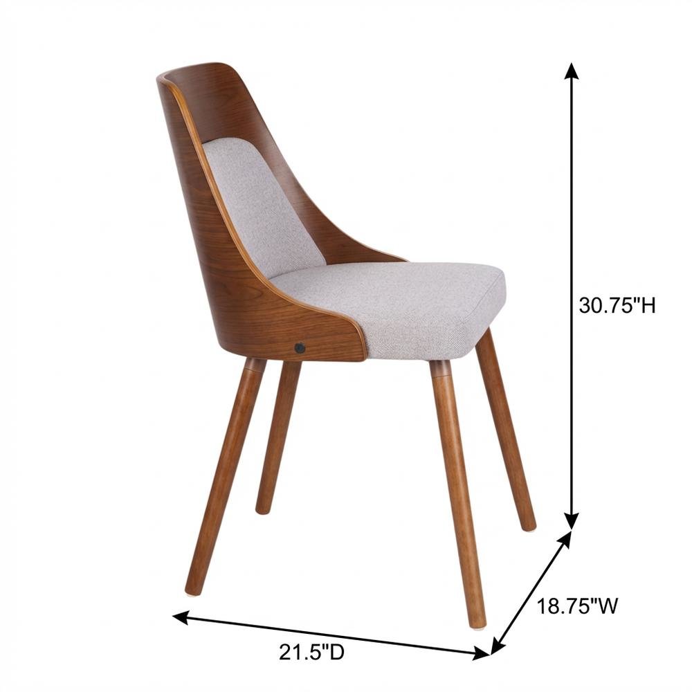 Walnut and Grey Fabric Dining Chair with Wooden Frame and Foam Padding