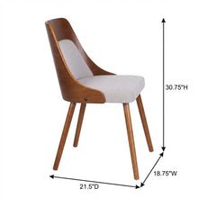 Walnut and Grey Fabric Dining Chair with Wooden Frame and Foam Padding